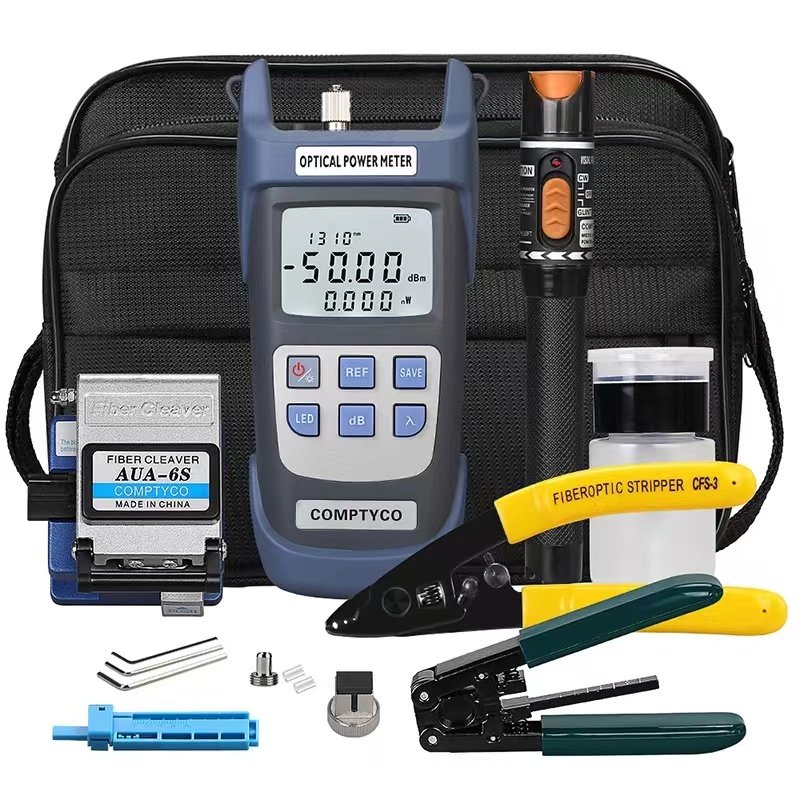 FTTH Fiber Optic Tool Kit VFL10MW CFS-3 OPM Optical Power Meter AUA-6S Fiber Cleaver Used Equipment