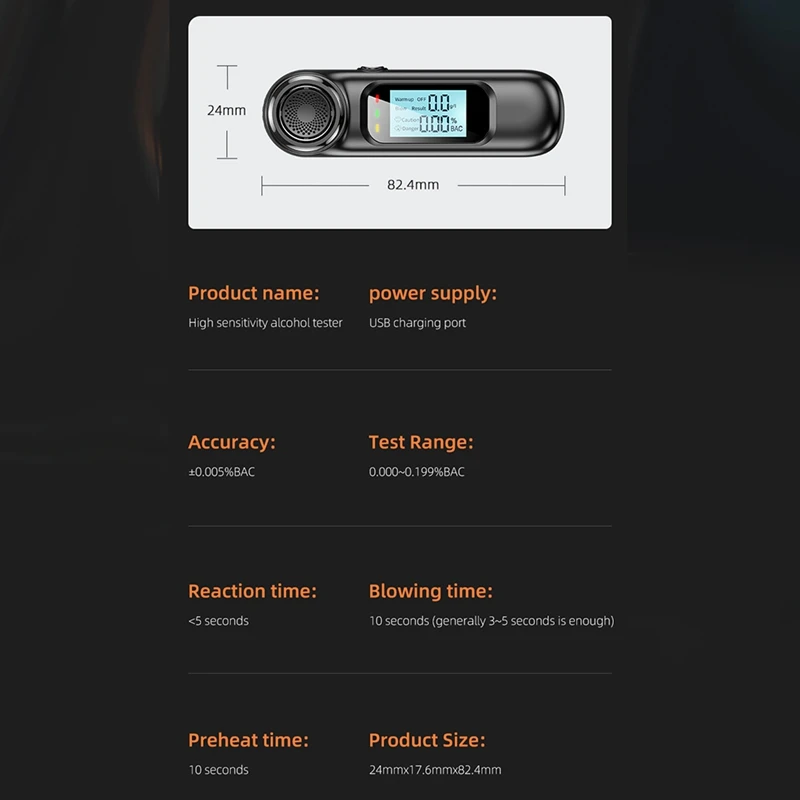 Digital Alcohol Tester Detector Breathalyzer Rechargeable Automatic Breath Alcohol Test Customized packaging/logo