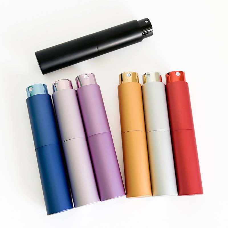 Factory empty metal bottles aluminum shell protected 10 ml rechargeable empty round sample atomizers