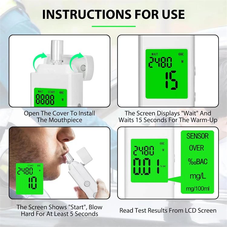 CE Approved Semiconductor Digital Alcohol Tester Breathalyser OEM ODM Wholesale Alcohol Checker Detector Breath Alcohol Tester
