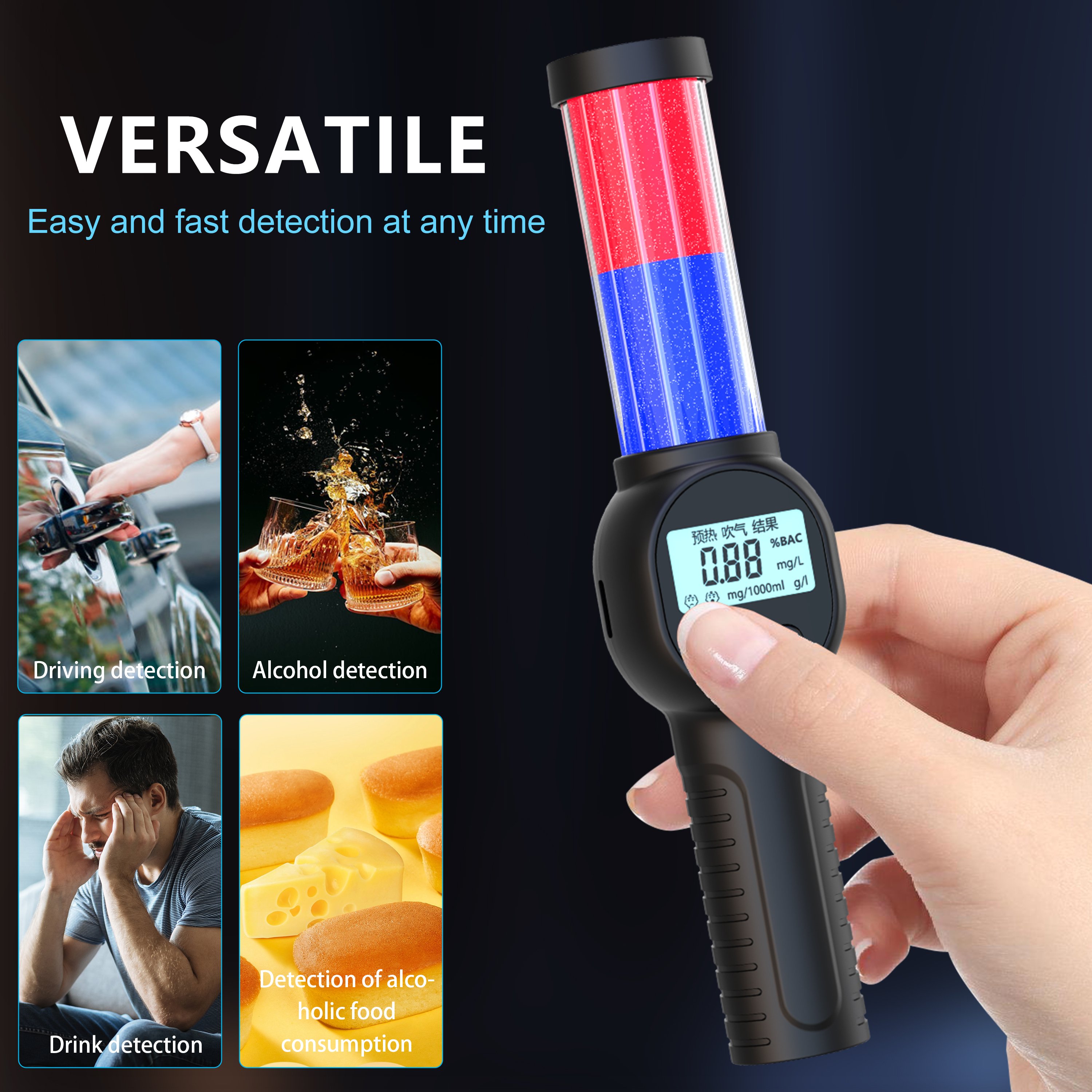 New Arrivals Portable Breath Alcohol Tester Monitor Alcohol Breath Sensor Meter Alcohol Checker Meter