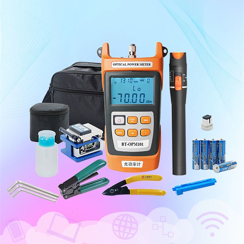 8 In1 Set Vfl Cleaver Ftth Optical Power Meter Fiber Optic Equipment Tools Kit