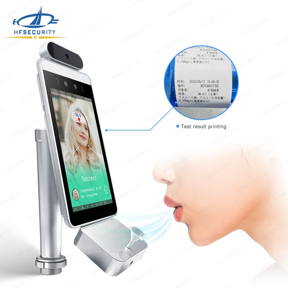 HFSecurity RA08T-A Plug & Play Face Time Attendance Access Control Breathalyzer Alcohol Tester for Construction Site