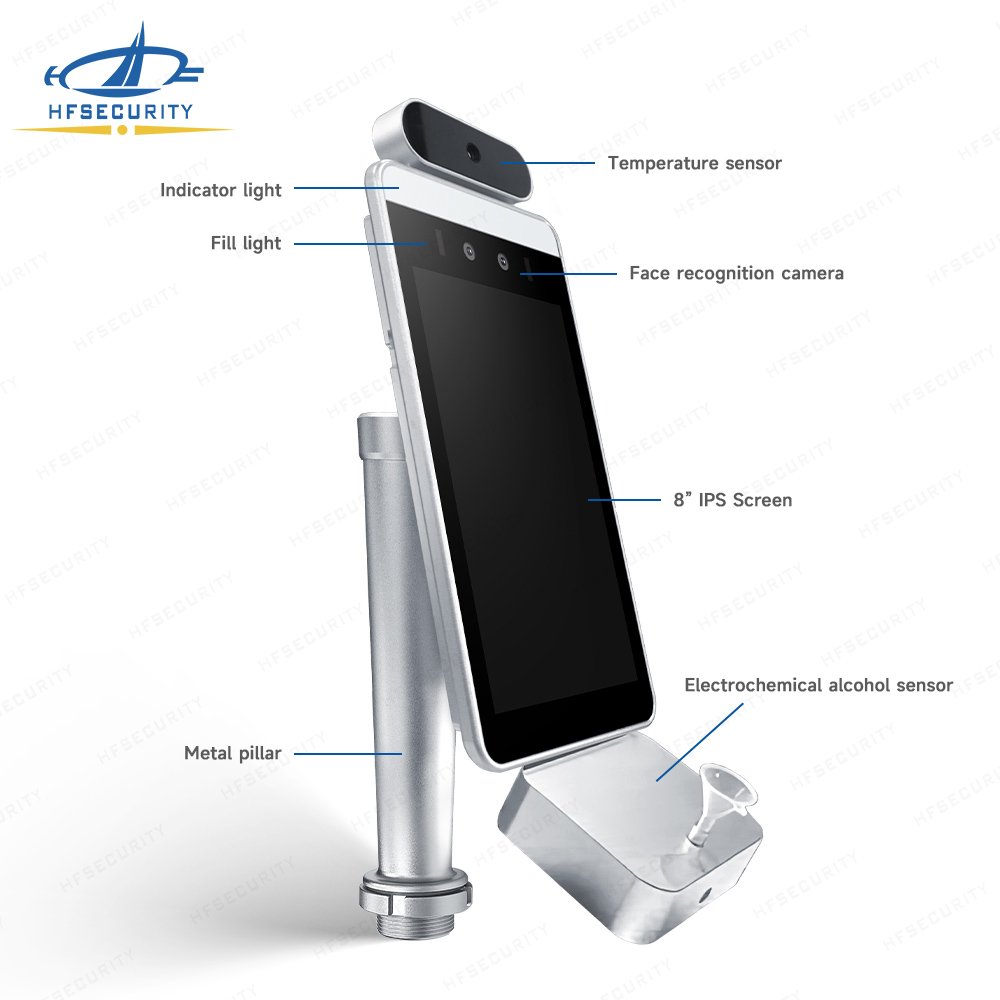 HFSecurity RA08T-A Plug & Play Face Time Attendance Access Control Breathalyzer Alcohol Tester for Construction Site