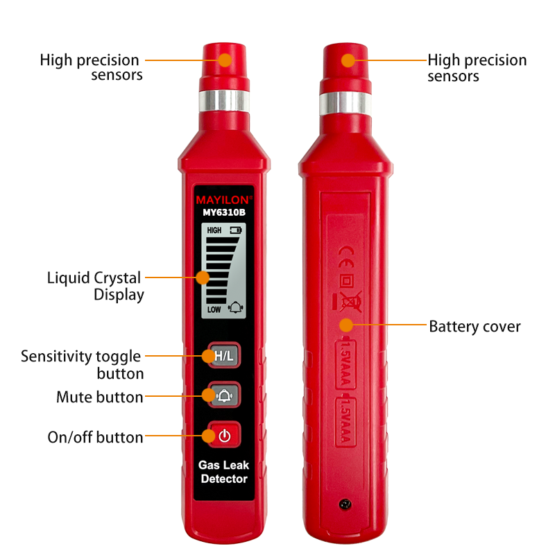 MYILON MY6310B Gas Leak Detector 0-1000PPM Sound Screen Alarm Combustible Flammable Natural Methane Mini Gas Detector