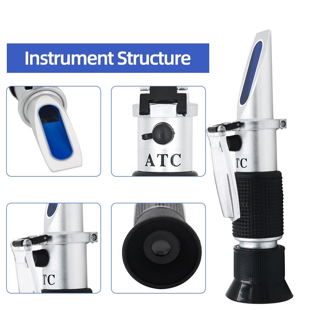 Hand Held 0-40% Brix 0-25% Alcohol Refractometer Tester for Alcohol Brix Wort Beer Wine Fruit Grape Sugar Saccharimeter