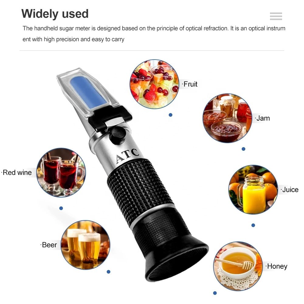 Hand Held 0-40% Brix 0-25% Alcohol Refractometer Tester for Alcohol Brix Wort Beer Wine Fruit Grape Sugar Saccharimeter