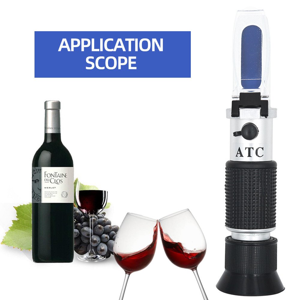 Hand Held 0-40% Brix 0-25% Alcohol Refractometer Tester for Alcohol Brix Wort Beer Wine Fruit Grape Sugar Saccharimeter