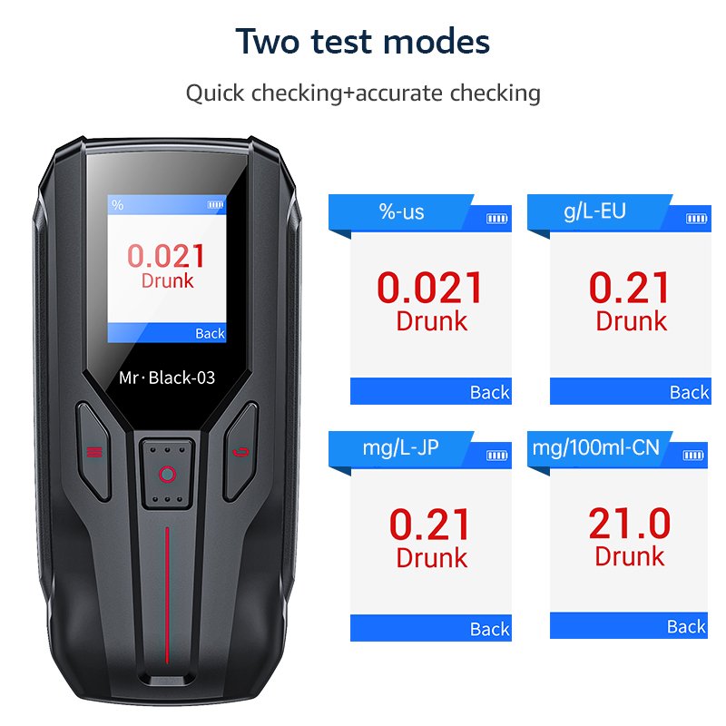Convenient for personal/multiple use breathalyzer alcoholimeter keychain alcohol testers support OEM/ODM color/logo/package