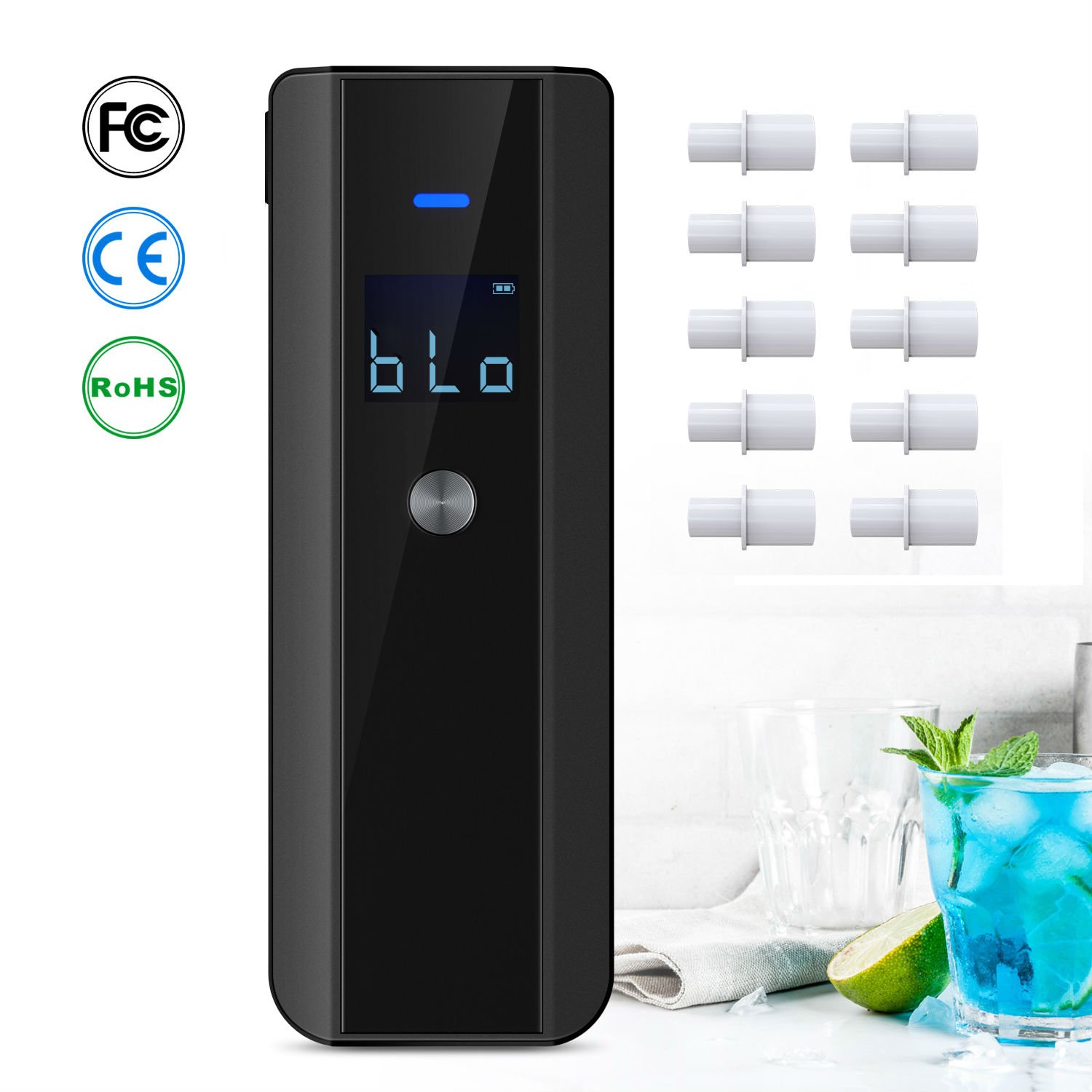 Professional Mouthpiece Breathalyzer Digital Alcohol Meter Portable Breath Alcohol Detector