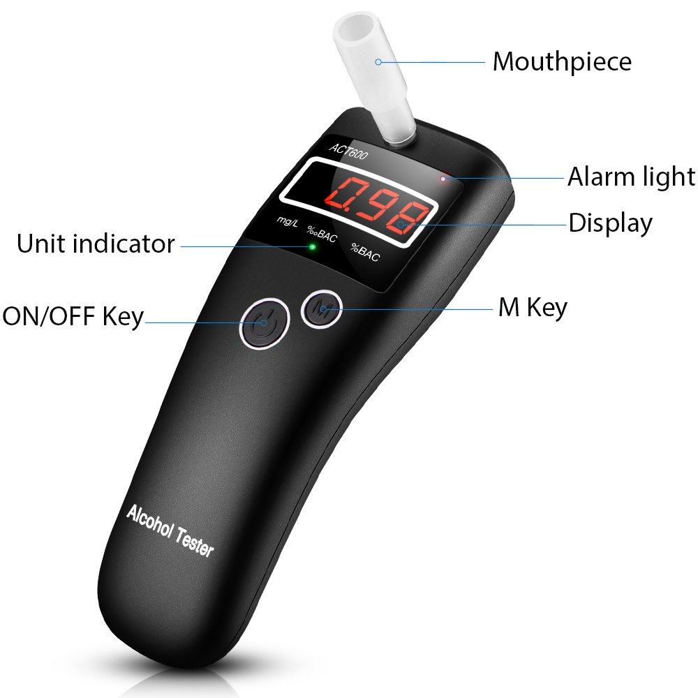 Portable breathing and measuring drunk alcohol tester breathalyzer breathalyser