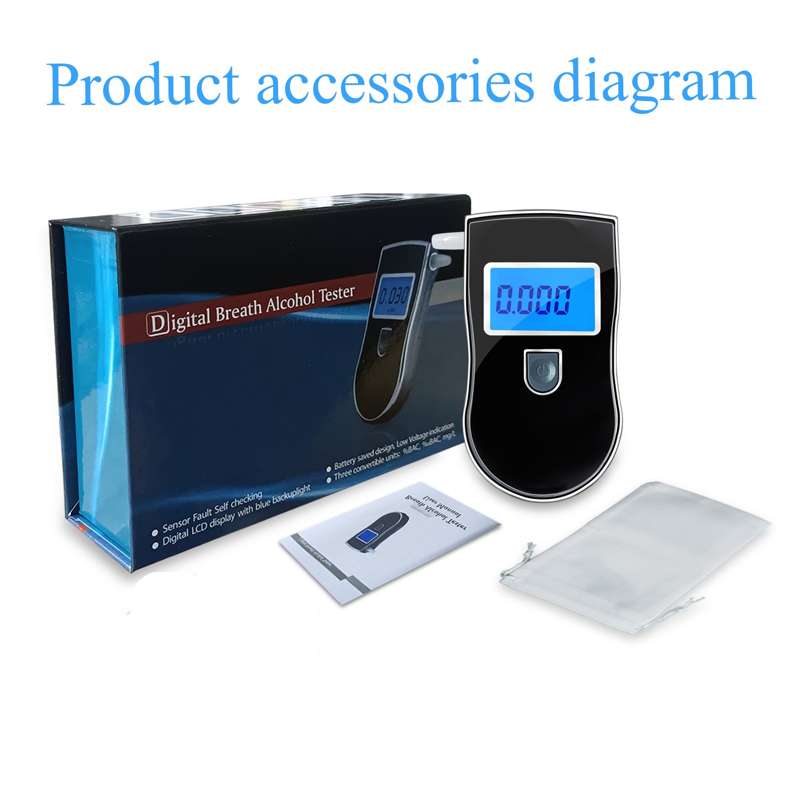 Digital Alcohol Detector High Capacity Portable Breath Alcohol Tester Alcohol tester Breathalyzer Professional