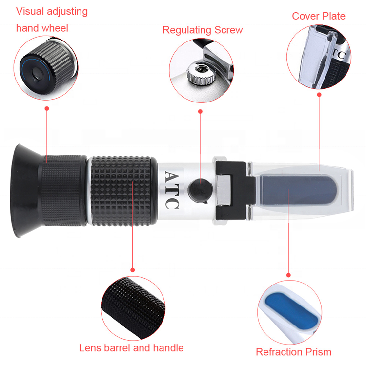 Alcohol Refractometer 0-80% V/V spirit tester wine meter Alcoholometer hand-held liquor Whisky Brandy Vodka ATC