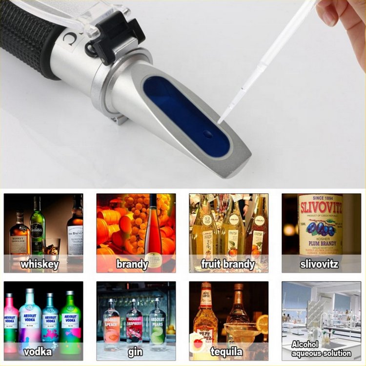 Alcohol Refractometer 0-80% V/V spirit tester wine meter Alcoholometer hand-held liquor Whisky Brandy Vodka ATC