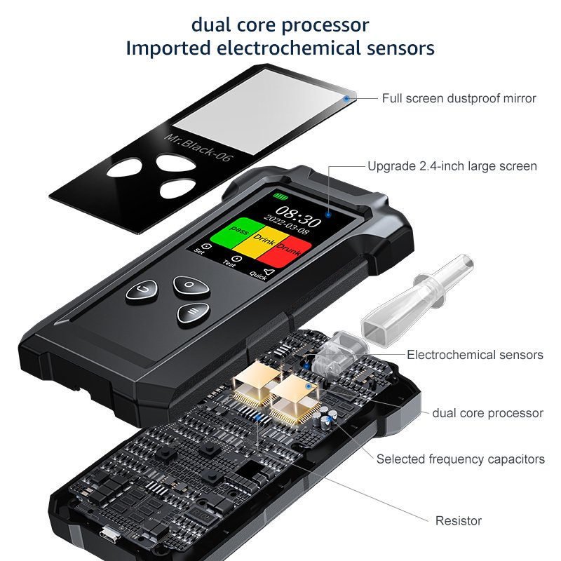 with printer breathalyzer portable design alcohol tester with alcohol sensor breath o meter breath alcohol testers Mr black 06