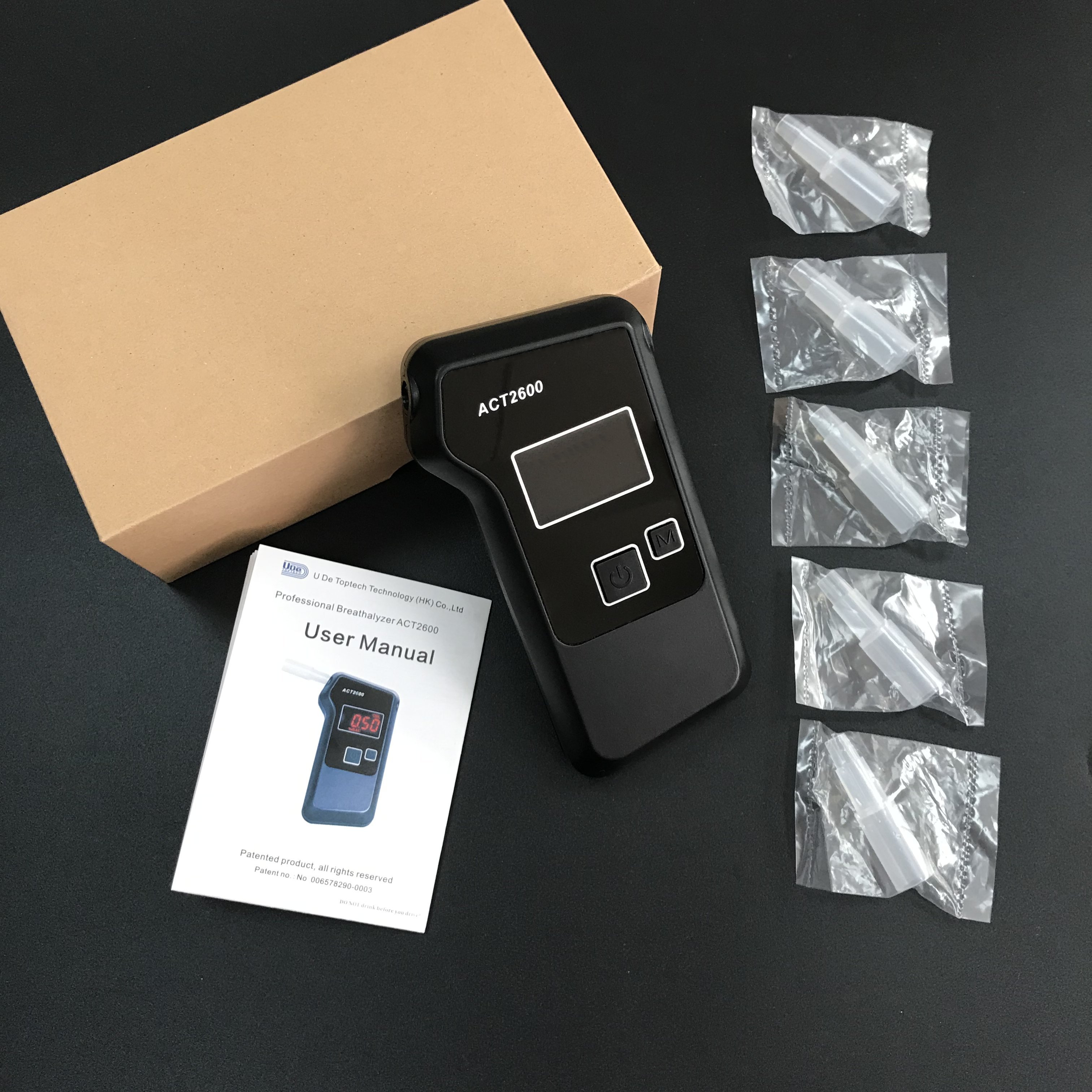 Portable LCD digital display breath fuel cell alcohol tester