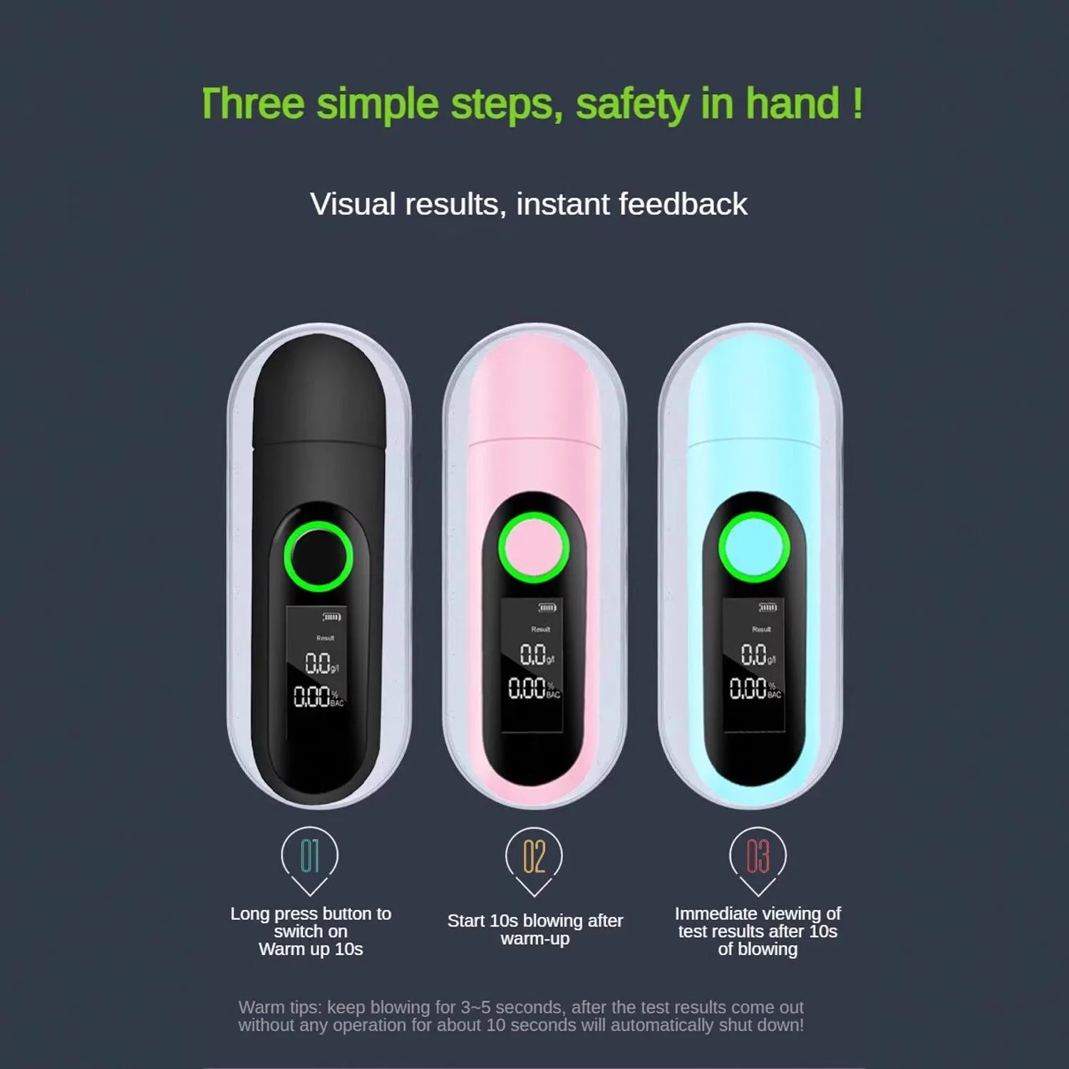Portable Lipstick Type Alcohol Tester, Breathing And Blowing Type Alcohol Tester, Alcohol Detection Device After Drinking