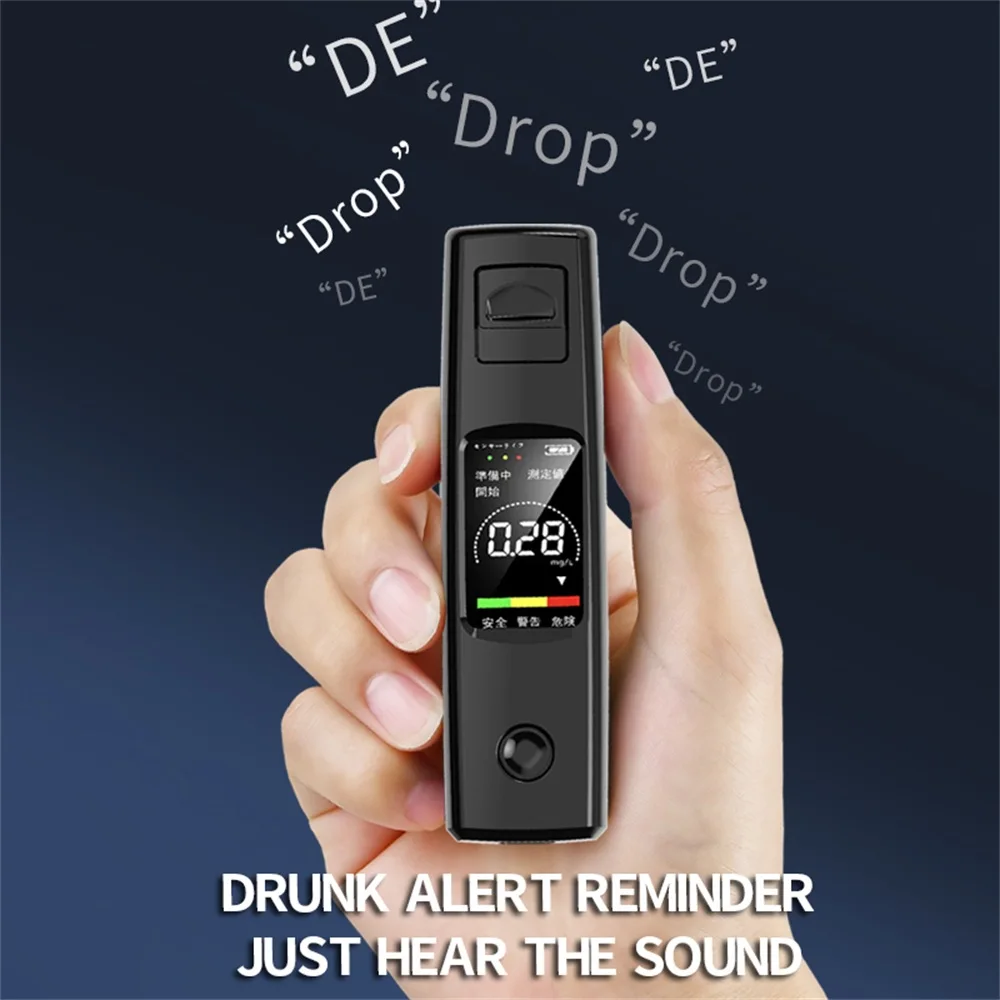 Portable Alcohol Tester High Sensitivity Breathalyzer HD Display Non-Contact Type-C Charging 200mAh Battery