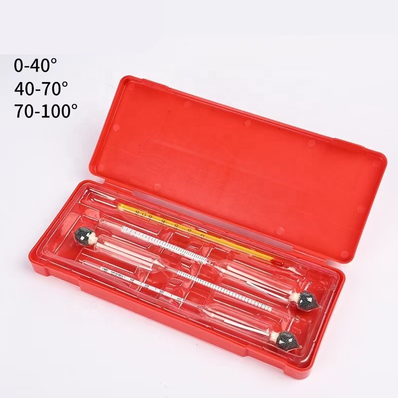 3 pieces of 0-100% hydrometer tester concentration meter vodka whisky Baijiu density meter plastic box alcohol meter