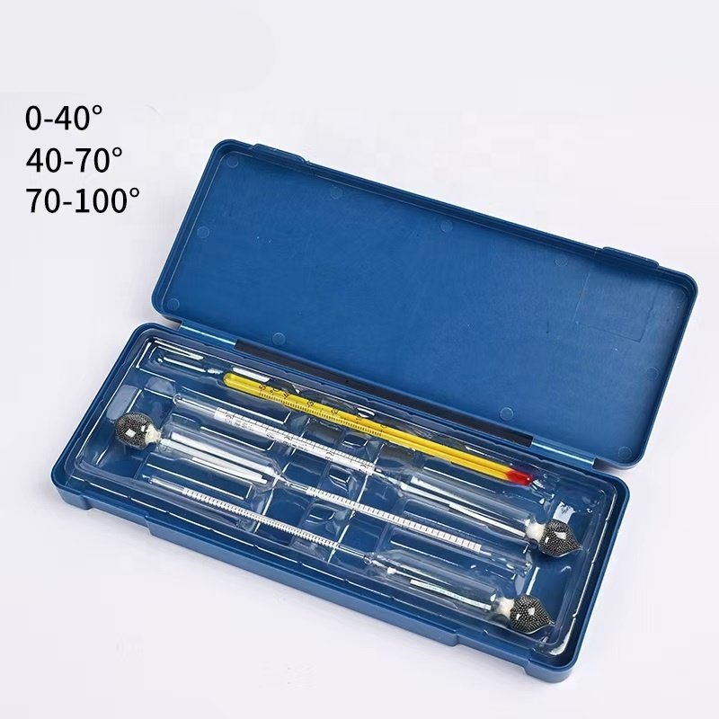 3 pieces of 0-100% hydrometer tester concentration meter vodka whisky Baijiu density meter plastic box alcohol meter