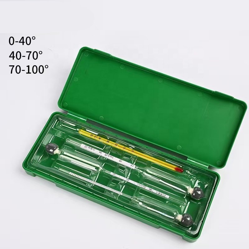 3 pieces of 0-100% hydrometer tester concentration meter vodka whisky Baijiu density meter plastic box alcohol meter