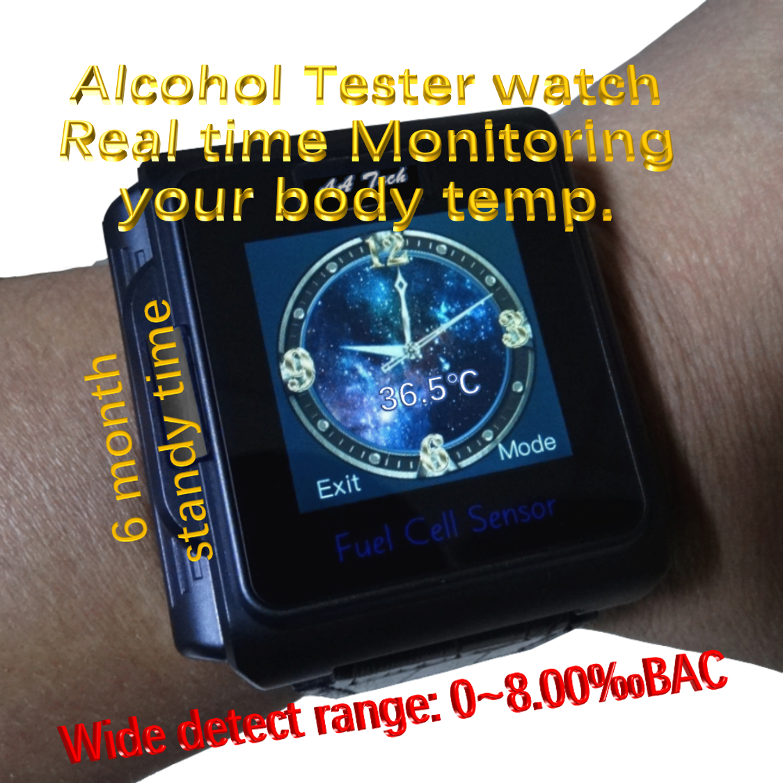breathalyzer fuel cell alcohol tester watch law enforcement accuracy smart watch with body temperature detect 2020