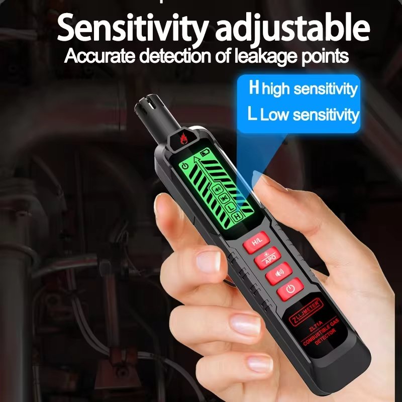 Combustible Ch4 Methane/natural Gasoline/alcohols Gas Detector Sensitive LCD Color Screen Display Sound Analog Bar Double Alarm