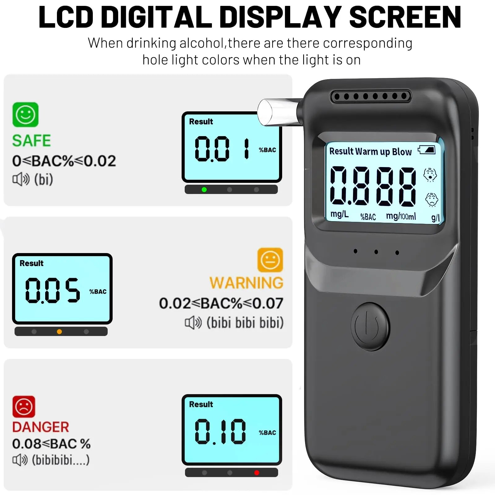 Portable alcohol tester, breathing and blowing type alcohol tester, drunk alcohol detector