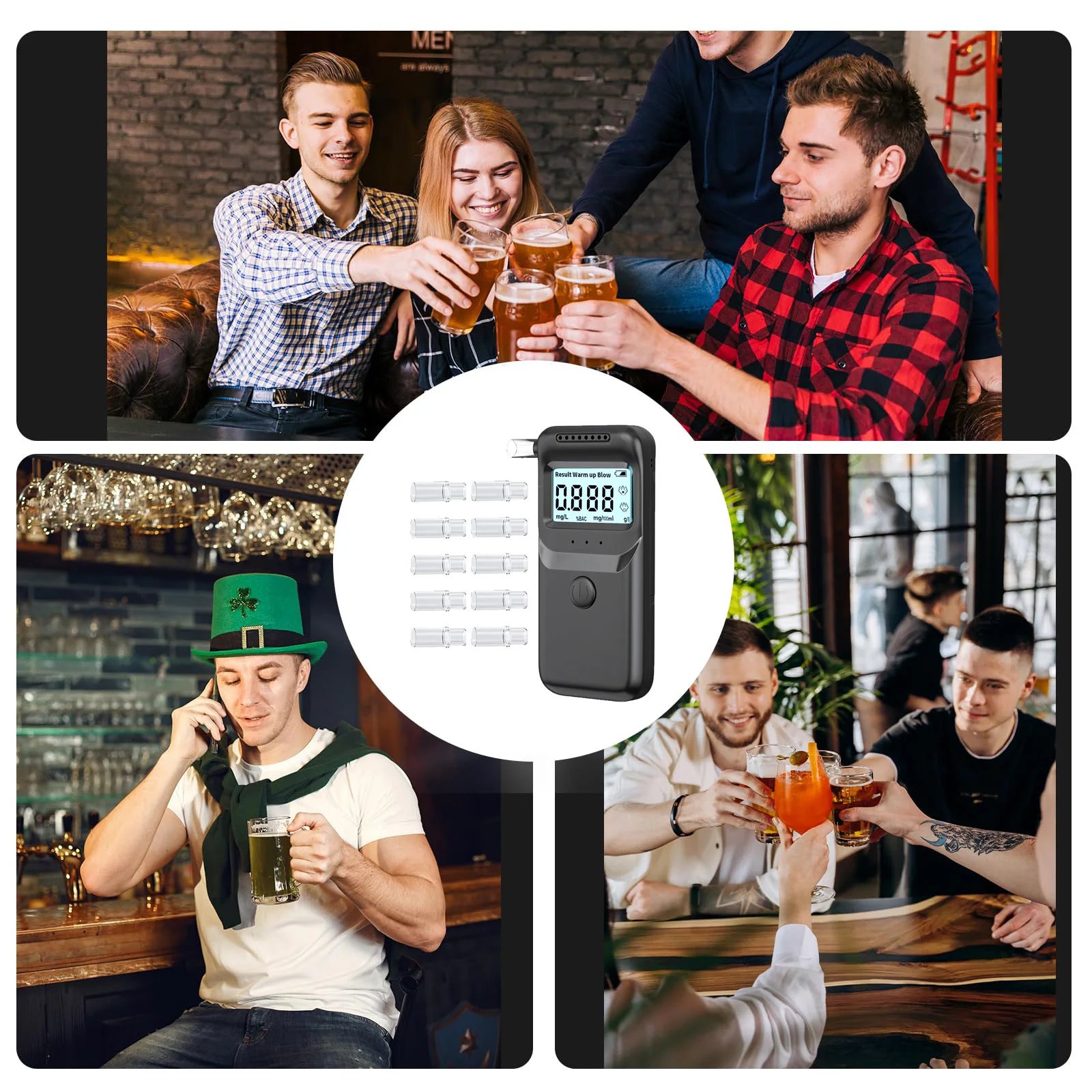 Portable alcohol tester, breathing and blowing type alcohol tester, drunk alcohol detector