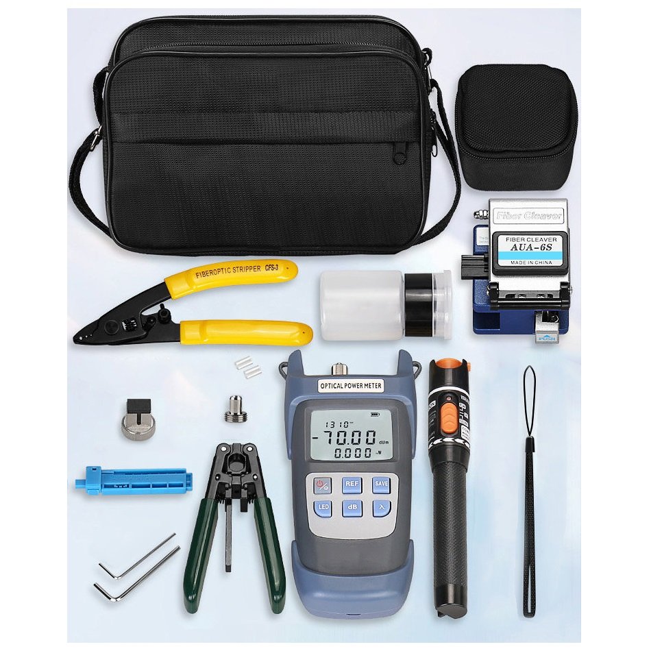 FTTH Fiber Optic Tool Network Kits with Cleaver VFL Power Meter Fiber Stripper Fiber Tool Kit