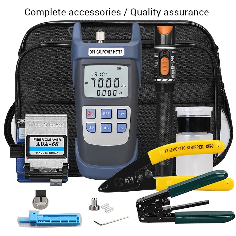 FTTH Fiber Optic Tool Network Kits with Cleaver VFL Power Meter Fiber Stripper Fiber Tool Kit
