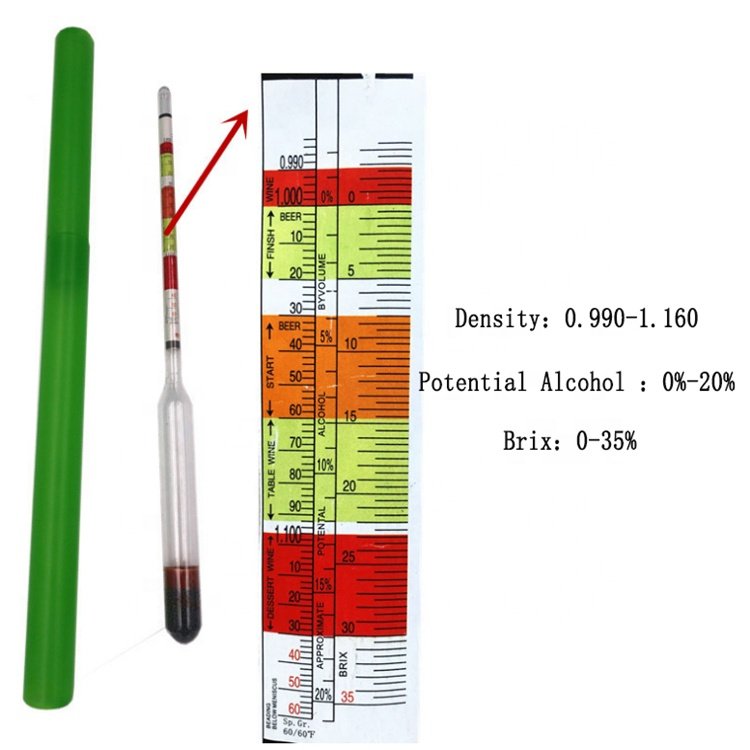 Triple Scale Hydrometer 3 Scale Tester Self Brewed Wine Sugar Meter Alcohol Measuring For Home Brew Wine Beer Alcohol Testing