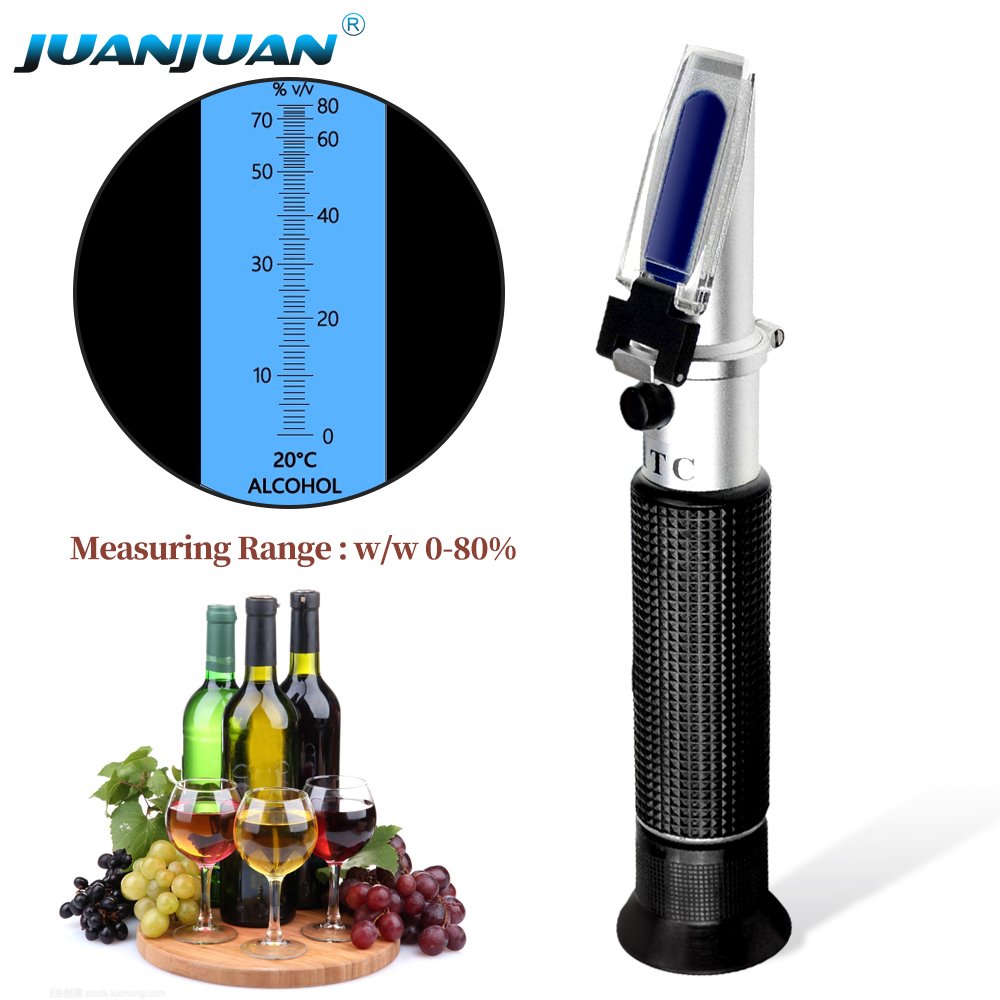 Portable Handheld 0-80% Brix Meter Liquor Alcohol Refractometer for Wine Beer Brewing Homebrew Kit