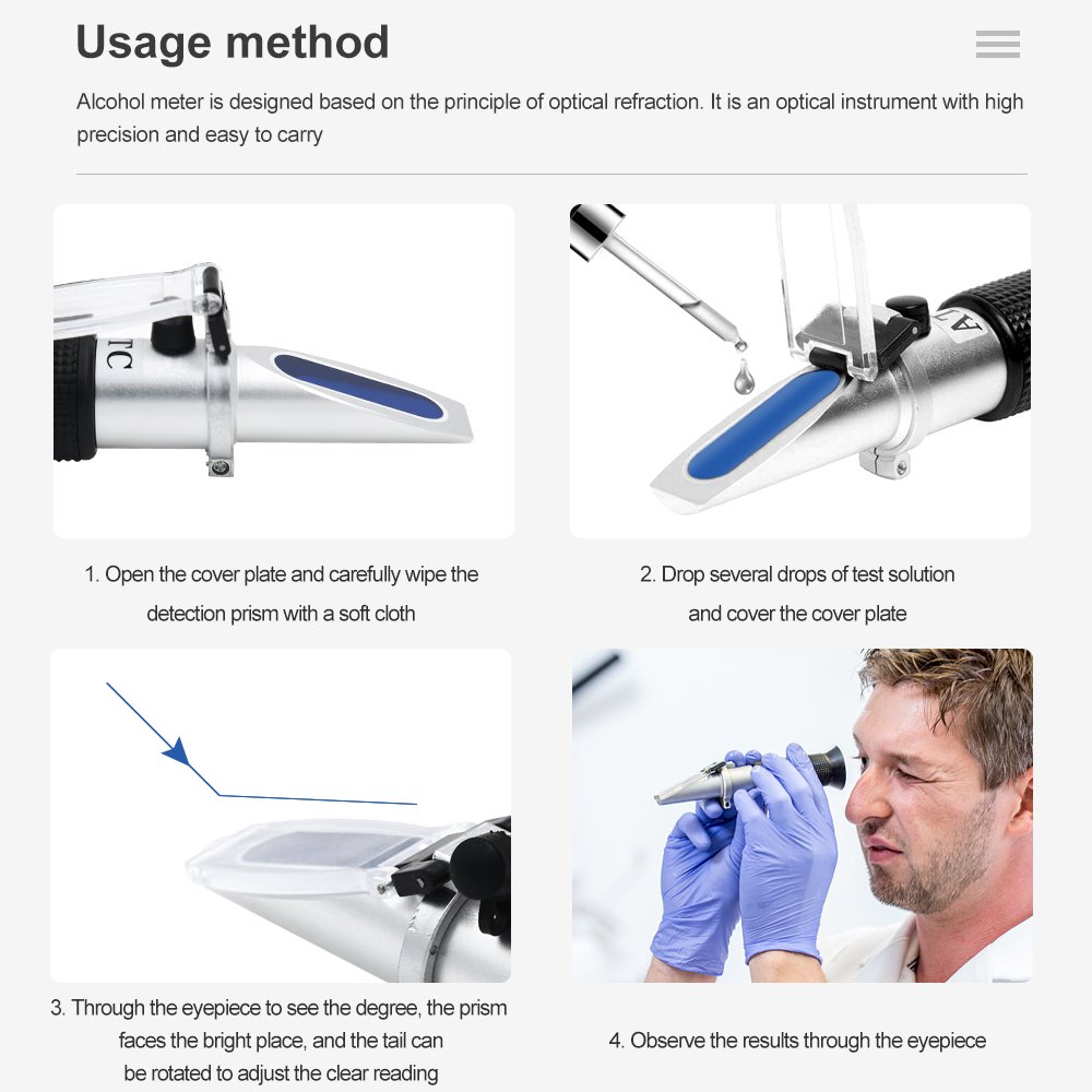 Portable Handheld 0-80% Brix Meter Liquor Alcohol Refractometer for Wine Beer Brewing Homebrew Kit