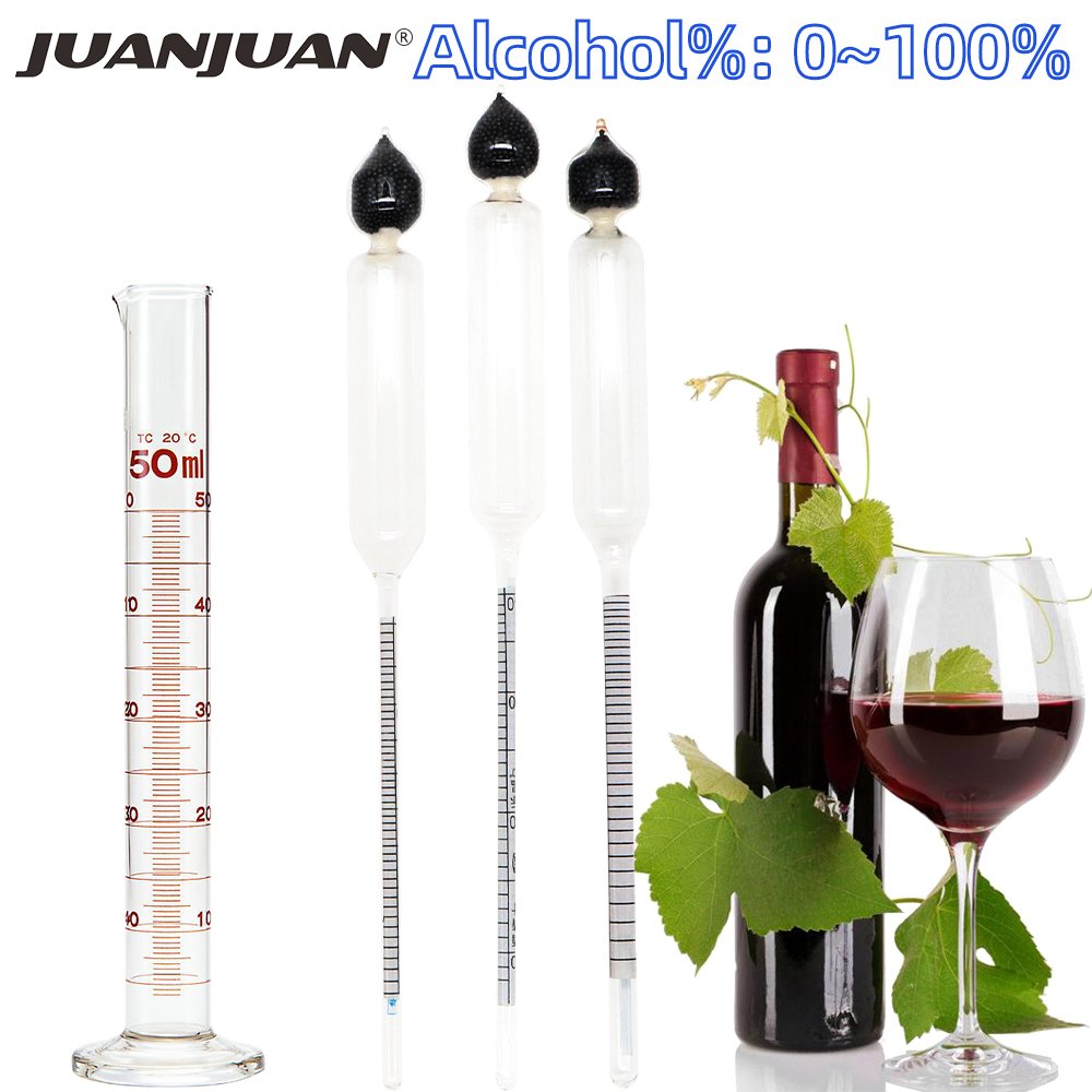4 piece/set Concentration Meter 0-100% Alcoholometers Wine Alcohol Professional Breathalyzer Alcohol Tester Alcoholometers