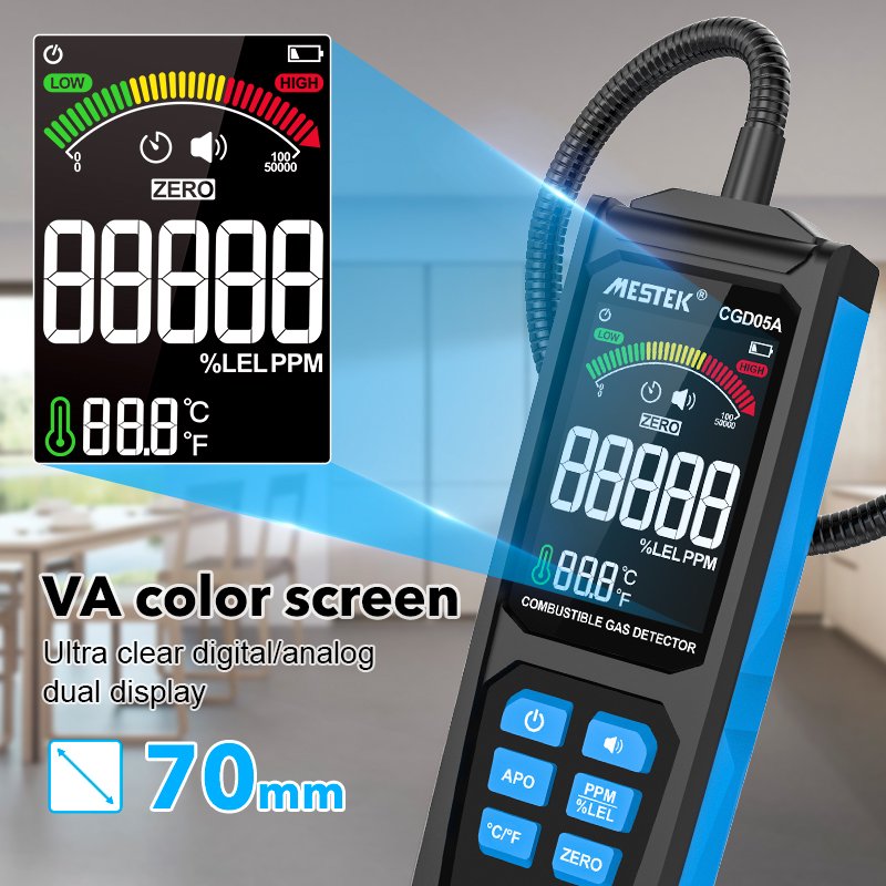 CGD05A Coal Gas Analyzer PPM Meter Combustible Flammable Natural Tester 50000 PPM 100% LEL Sound Alarm Methane Leak Gas Detector