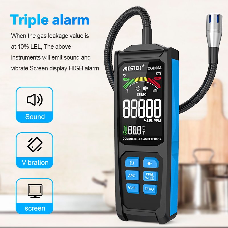 CGD05A Coal Gas Analyzer PPM Meter Combustible Flammable Natural Tester 50000 PPM 100% LEL Sound Alarm Methane Leak Gas Detector