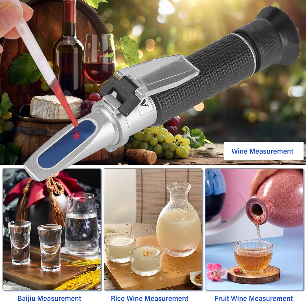 0-80% Alcohol refractometer handheld ATC spirits tester Alcoholometer (single scales) Adjustable manual focusing Aluminum
