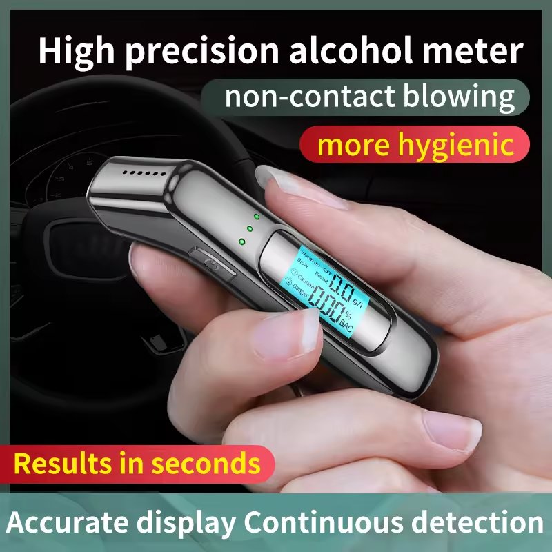 Professional Breathalyzer Alcohol Tester Accurate with Digital LCD Screen 3Color Indicator Portable Alcohol Analyzer Detector