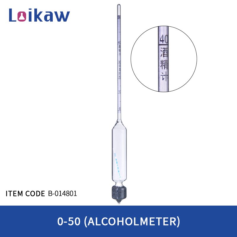 Loikaw Laboratory Use Glass Alcoholmeter Tester Set Concentration Meter Alcohol Hydrometer Gasoline Alcohol Hydrometer