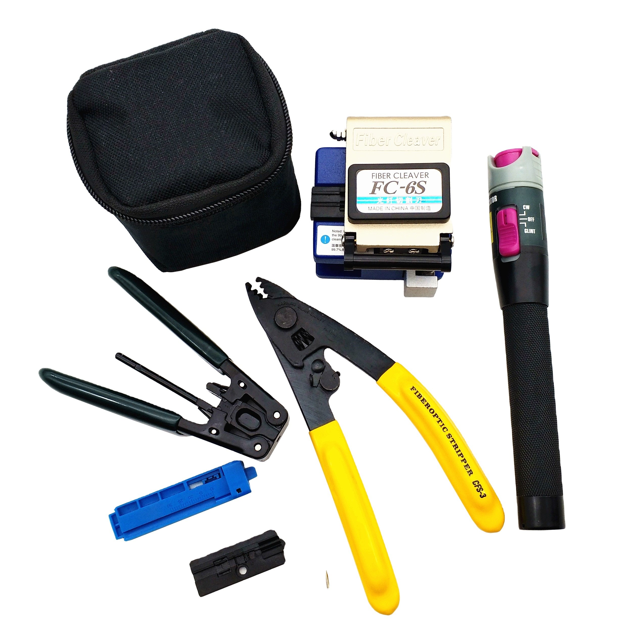 12 in 1 FTTH kit of tool fiber optic Tool Network Kits with fiber cleaver VFL Optical Power Meter FTTH Box Fiber Optic Tool Kit