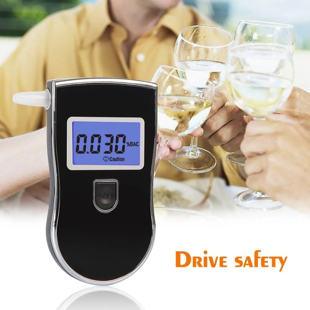 Patented Alcohol Tester with Detachable Rescue Hammer and Rechargeable Battery Breathalyzer Tech BAC Power Time Sensor Warm Ion