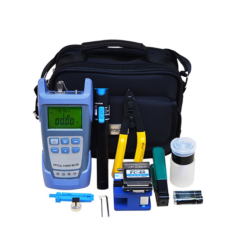 Fiber Optic FTTH Tool Kit with VFL Red light pen Power Meter Cleaver FC-6S Miller pliers