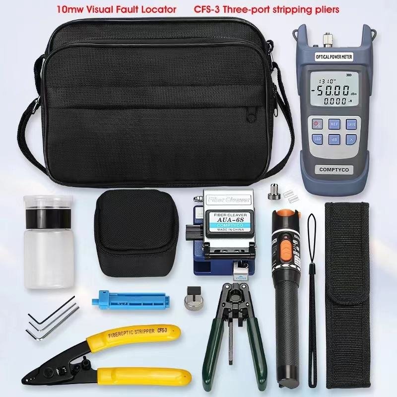 Network Cable Tester Tool Kit Including Screwdriver Wire Stripper RJ45 Connector Crimping Pliers for FTTH Use