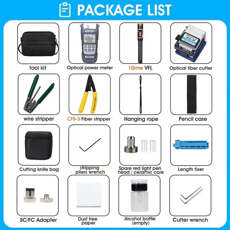 Network Cable Tester Tool Kit Including Screwdriver Wire Stripper RJ45 Connector Crimping Pliers for FTTH Use