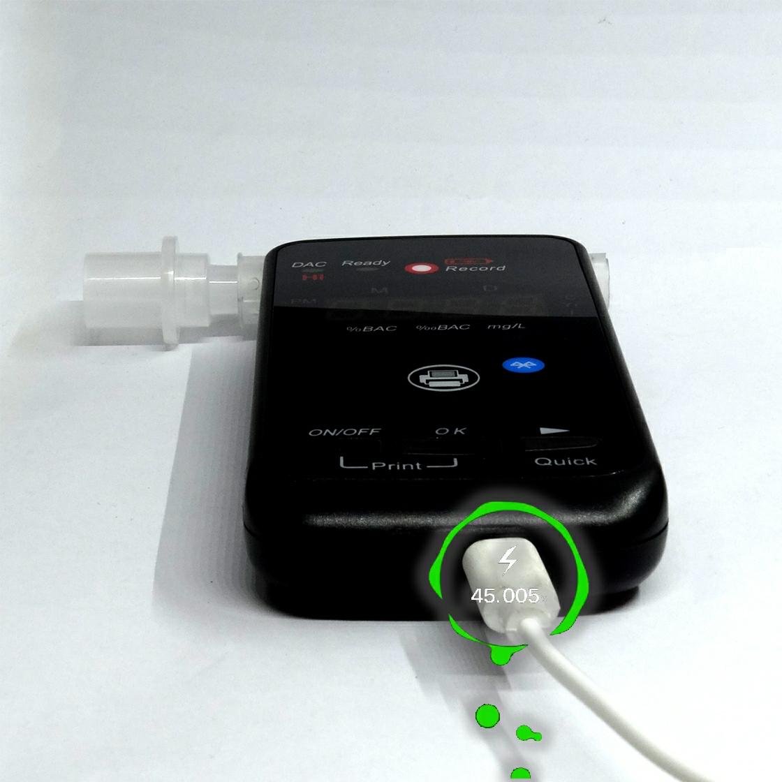 Fuel Cell Alcohol Tester AA2010p rechargeable breathalyzer, quick screening test with printer accurate and iBACheck