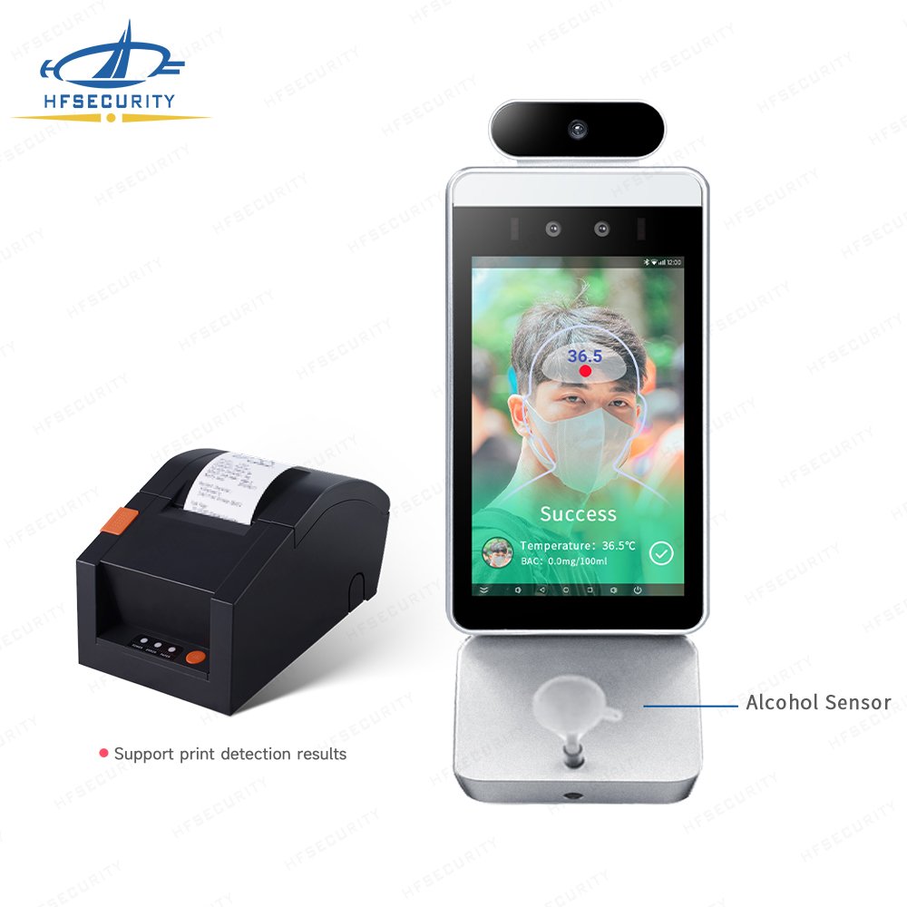HFSecurity RA08T-A Face Temperature Detection Coin Operated Breathalyzer Alcohol Tester Face Recognition Temperature Detection
