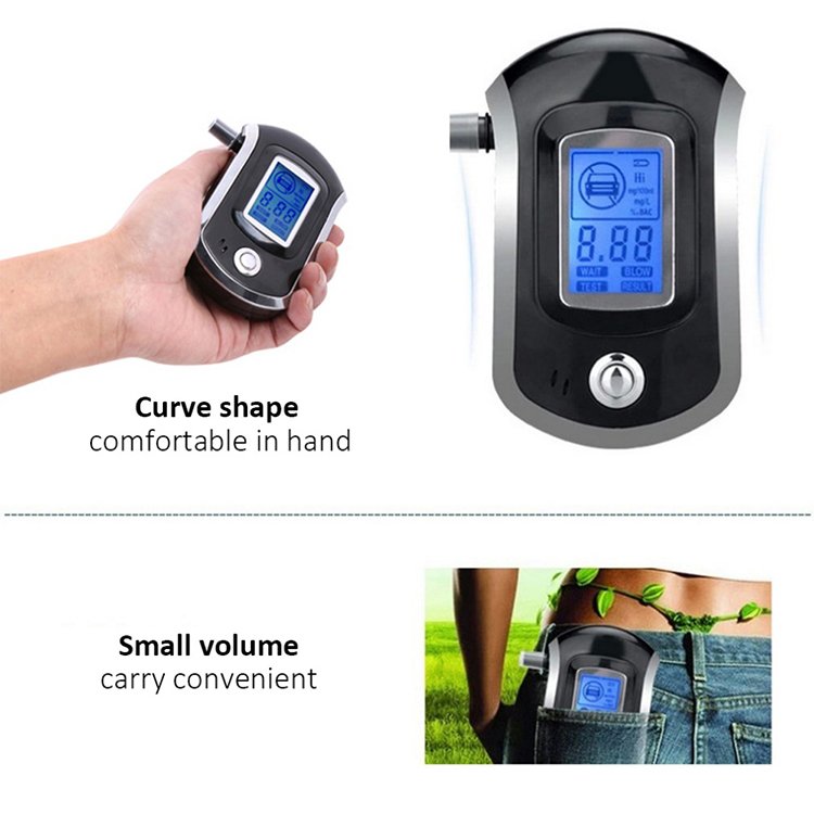 Hand-held Portable High-precision Digital Display Breath Alcohol Tester Breathalyzer with Backlight LCD Screen for