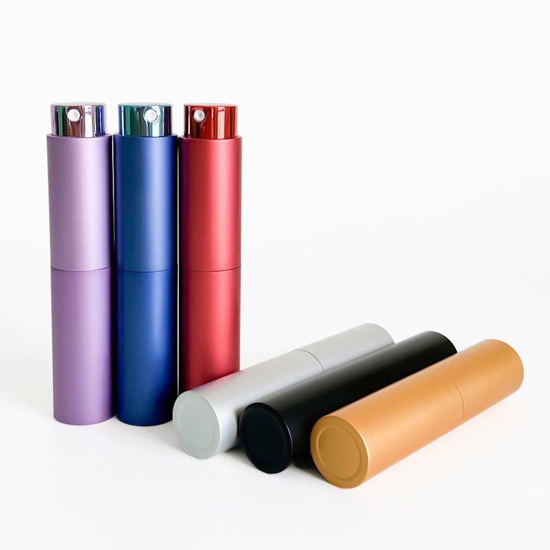 10 ml aluminum twist spray bottles round refillable portable gold blue red tester perfume bottles