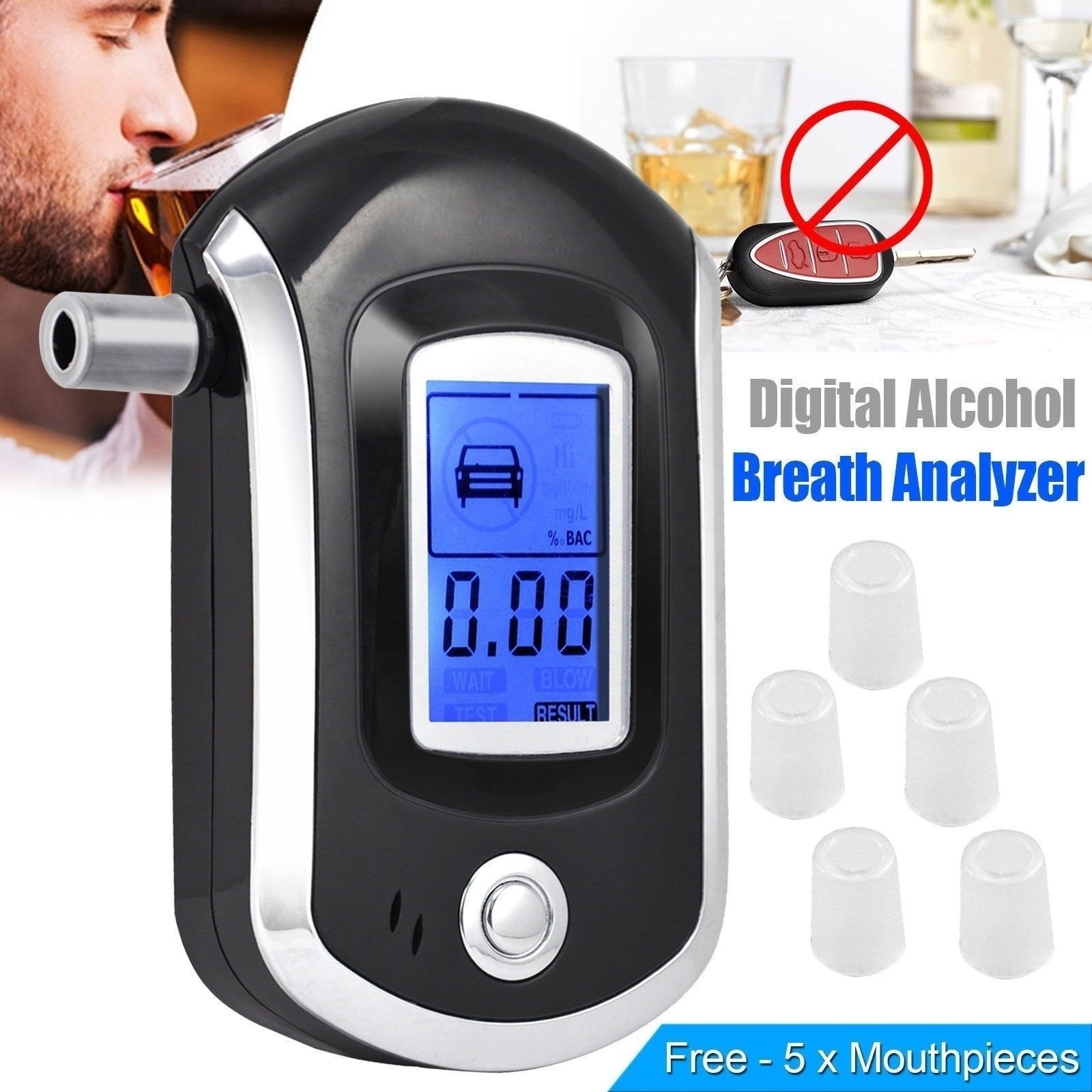 hot sales AT6000 portable blow type breathalyzer Alcohol Tester Alcohol monitor